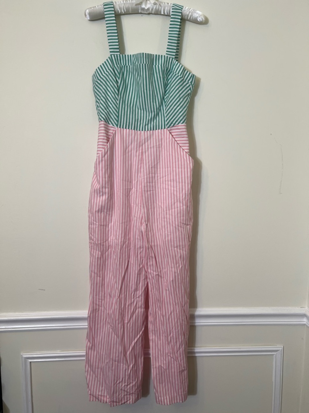 BCBGeneration Sleeveless Striped
Jumpsuit Pink and Green - Picture 2 of 7